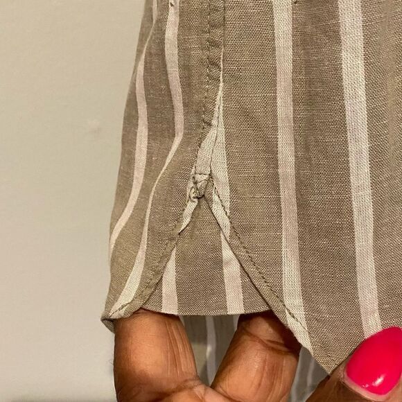 ELK HEAD Clothing Stripe Linen Blend Button Down Shirt Size Small - Picture 2 of 6